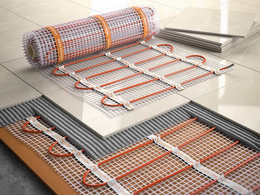 Electric underfloor heating mat installation concept