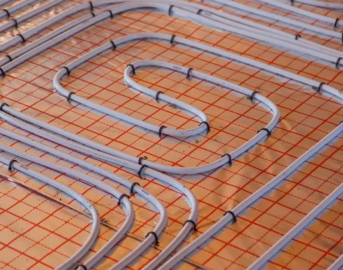 Close up image of electric underfloor heating wiring