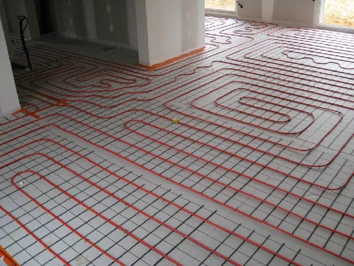 Underfloor heating wiring in a conservatory Underfloor heating wiring in a conservatory