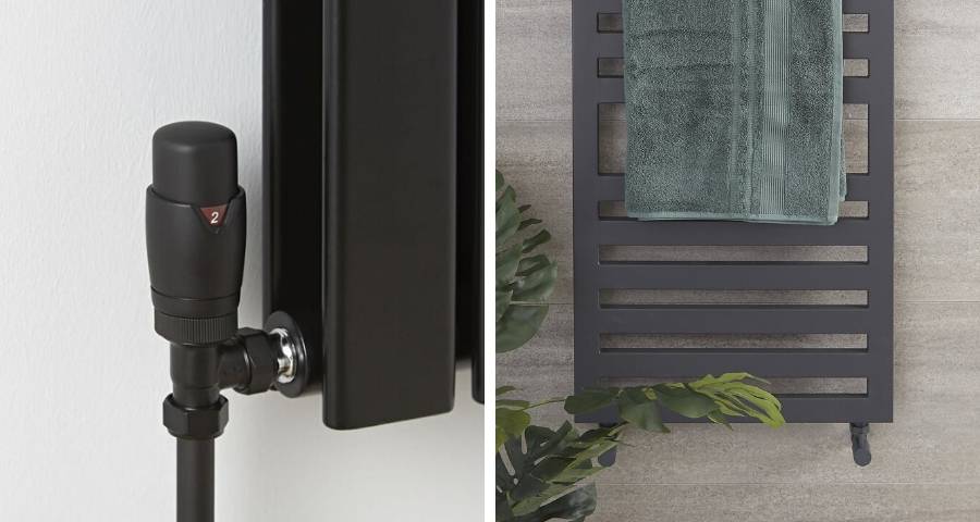 black and anthracite radiator valves