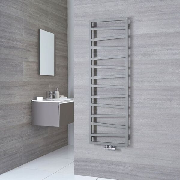 Terma Zig Zag silver vertical heated towel rail Terma Zig Zag silver vertical heated towel rail