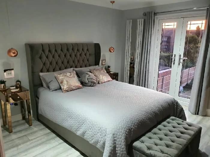 white Milano Icon radiator in a small grey bedroom